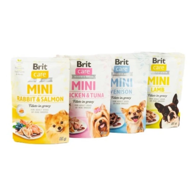 Вологий корм для собак Brit Care Mini мікс 3+1, 340 г (4x85 г) (2700000051719) - изображение 1