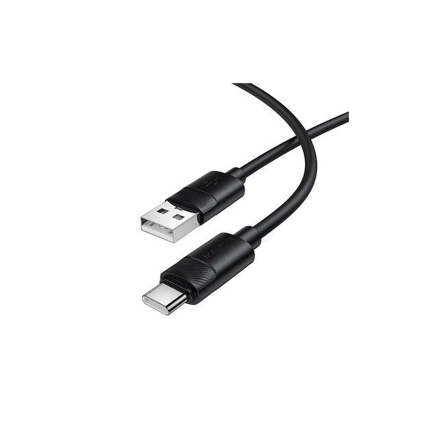 Дата кабель USB 2.0 AM to USB-C 1.0m silicone BX123 Leya black BOROFONE (6941991124211) - изображение 1