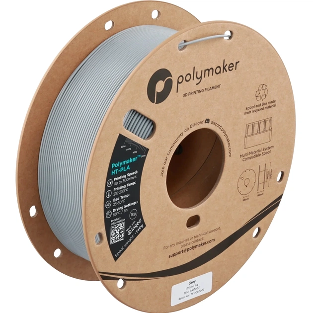 Пластик для 3D-принтера Polymaker HT-PLA 1,75mm 1kg GREY (PA17003) - изображение 1
