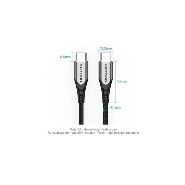 Дата кабель USB-C to USB-C 2.0m 5A aluminum gray Vention (TAEHH) - зображення 3