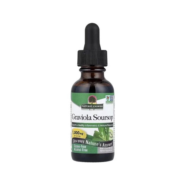 Вітамінно-мінеральний комплекс Nature's Answer Гравіола саусеп, 1000 мг, Graviola Soursop, 30 мл (NTA01197) - зображення 1