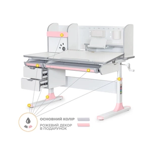 Парта Mealux Hamilton Multicolor Pink (BD-680 W/G MC+PN з полицею) зображення 1