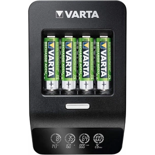 Зарядний пристрій для акумуляторів Varta LCD Ultra Fast Plus Charger +4*AA 2100 mAh (57685101441) зображення 1