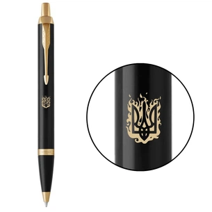 Ручка кулькова Parker IM 17 UKRAINE Black GT BP Вогняний Тризуб (22032_T031y) изображение 1