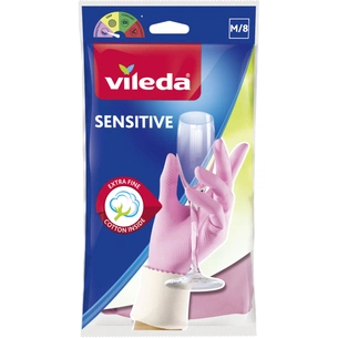 Рукавички господарські Vileda Sensitive ComfortPlus латексні для делікатних робіт M 1 пара (4003790006883) picture 1