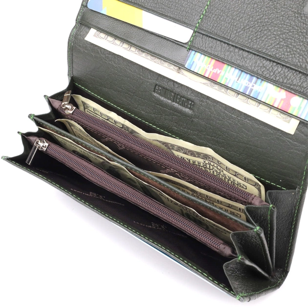Гаманець ST Leather З натуральної шкіри Зелений (23067) - изображение 7