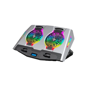 Підставка до ноутбука IceCoorel 10-18", 2*125mm 1400 RPM, 2*USB, + LCD display, 461x298x52mm, Silver (N9S) зображення 1