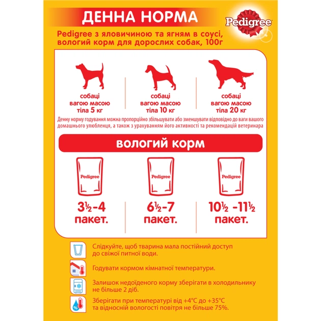 Вологий корм для собак Pedigree Яловичина, ягня в соусі 100 г (5900951262531) - picture 4