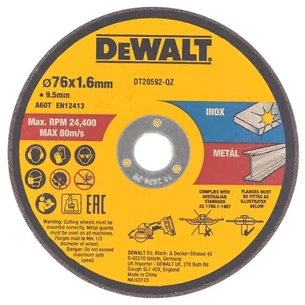 Круг відрізний DeWALT нержавіюча сталь/листовий метал, 76х1, 6х9, 5 мм. 3 шт. (DT20592) зображення 1