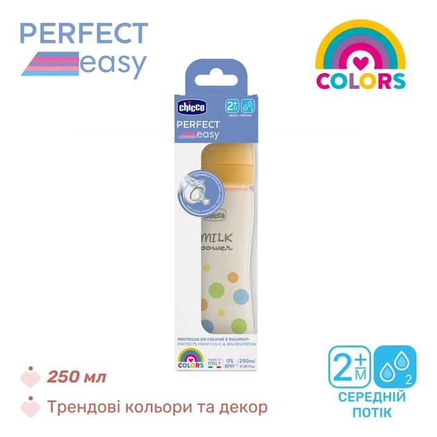 Пляшечка для годування Chicco Perfect Easy силіконова, від 2 міс., середній потік 250 мл (20243.20) - picture 6