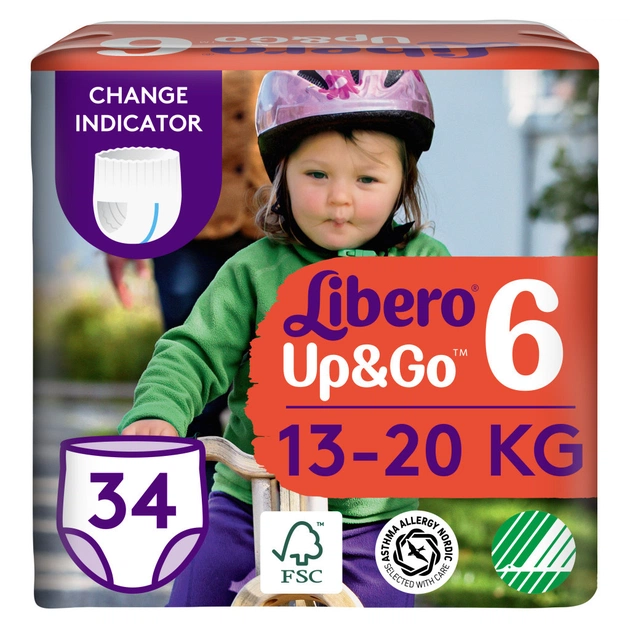 Підгузки Libero Up&Go 6 (13-20 кг) 38 шт (7322540732290) - изображение 1