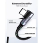 Дата кабель USB-C to USB-C 1.0m 100W (20V/5A) 90° corner braided black UGREEN (70696) - зменшене зображення 4