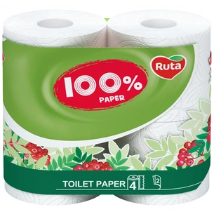 Туалетний папір Ruta 100% Paper 2 шари 4 рулони (4820023743991) зображення 1