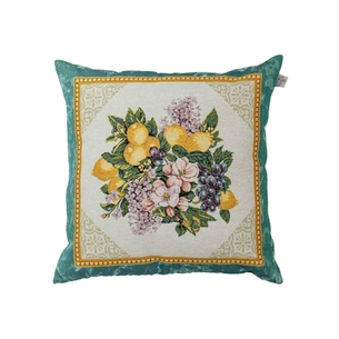 Подушка Прованс гобеленова декоративна Verna Фрукти, лимони в золотій рамці 45х45 см (030041) зображення 1