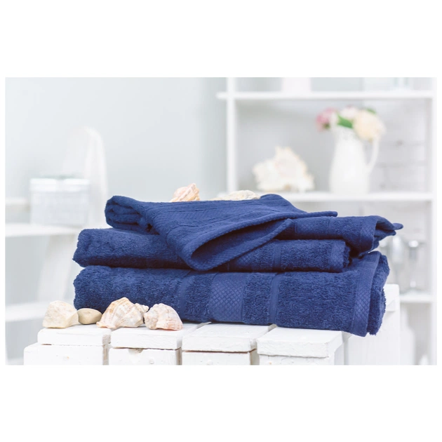 Рушник MirSon набір банний 5003 SoftNess Darkblue 40x70, 50x90, 70x140, 100x150 (2200003183276) - изображение 1