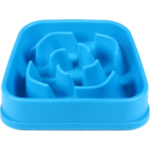 Посуд для собак Dexas Миска Slow Maze Feeder квадратна для повільного годування 960 мл блакитна (0084297309756) зображення 1