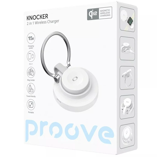 Бездротовий зарядний пристрій Proove Knocker 2 in 1 Qi2 15W White (WSPK15012002) - picture 14
