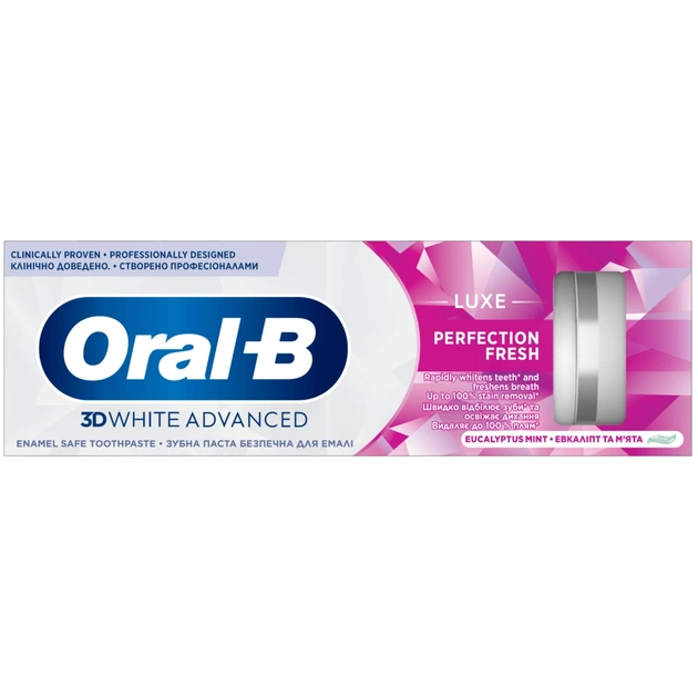 Зубна паста Oral-B 3D White Advanced Luxe Perfection Прохолода м'яти та евкаліпту 75 мл (8700216922739) - picture 2