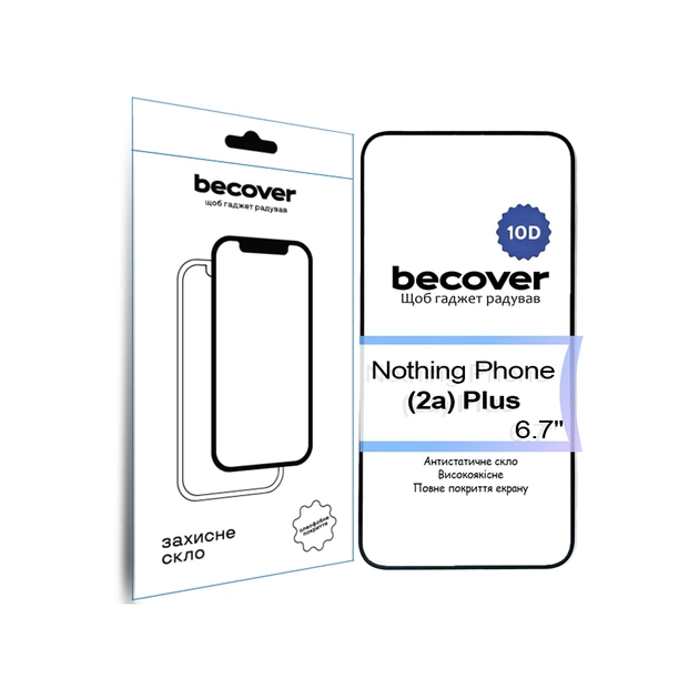 Стекло защитное BeCover Nothing Phone Plus 10D Black (713576) - изображение 1