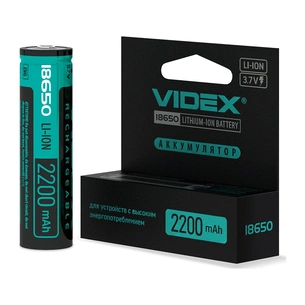 Аккумулятор 18650 2200mAh Li-Ion, protect, color box/1шт Videx (18650-P/2200/1CB) изображение 1