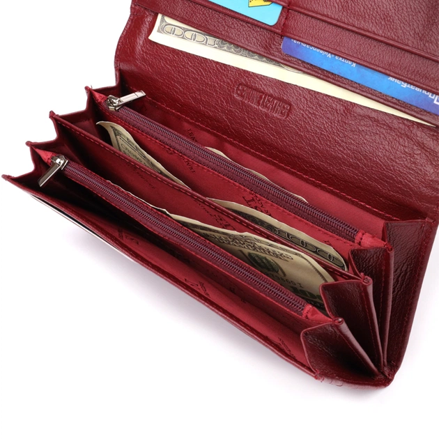 Кошелек ST Leather С карманом для телефона из натуральной кожи Бордовый (23069) - изображение 7