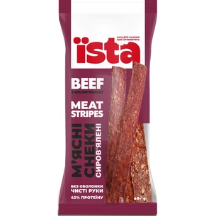 Мʼясні снеки ЇSTA Meat Stripes BEEF сирокопчені 60 г (is.07321) зображення 1