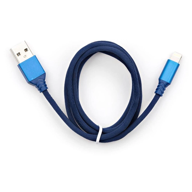 Дата кабель USB 2.0 AM to Lightning nylon 1m blue Vinga (VCPDCLNB21B) - зображення 1