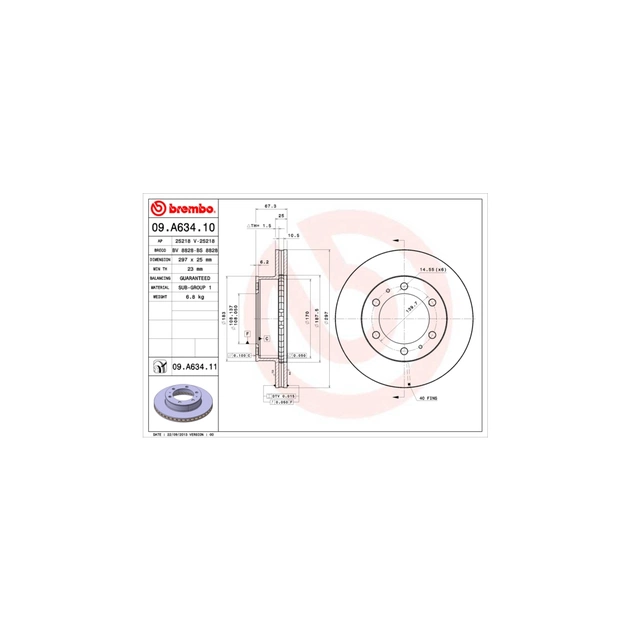 Тормозной диск Brembo 09.A634.10 - изображение 1