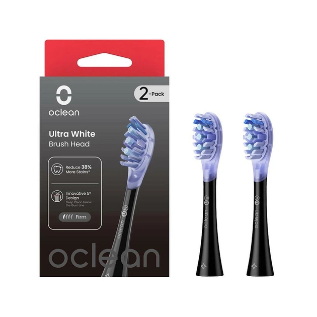 Насадка для зубної щітки Oclean UW02 B02 Ultra White Brush Head Black (2 шт) (6970810553550) - зображення 1