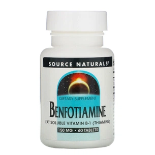 Вітамінно-мінеральний комплекс Source Naturals Бенфотіамін, 150 мг, Benfotiamine, 60 таблеток (SN1906) зображення 1