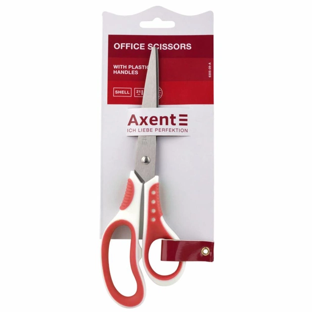 Ножиці Axent Shell, 21 cm, white and red (6305-06-A) - picture 2