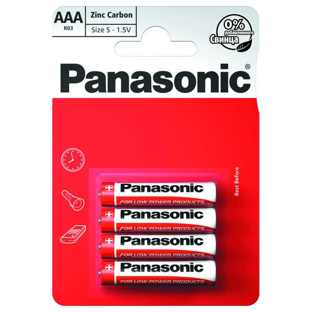 Батарейка Panasonic AAA R03 RED ZINK * 4 (R03REL/4BP) - изображение 1