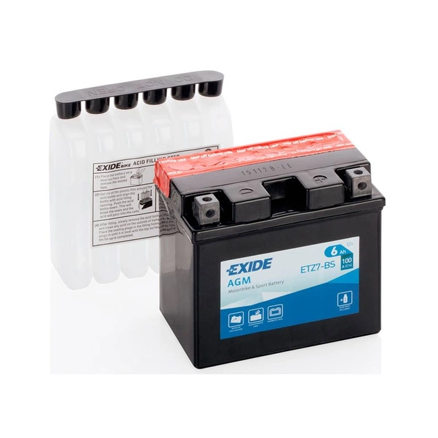 Аккумулятор автомобильный EXIDE AGM 6Ah Ев (-/+) (100EN) (ETZ7-BS) - изображение 1