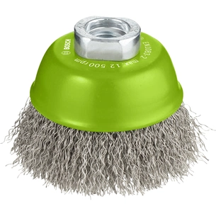 Щітка для електроінструменту Bosch Professional чашкова, нержавіюча 75мм, 0.3мм, M14 (2.608.622.102) зображення 1
