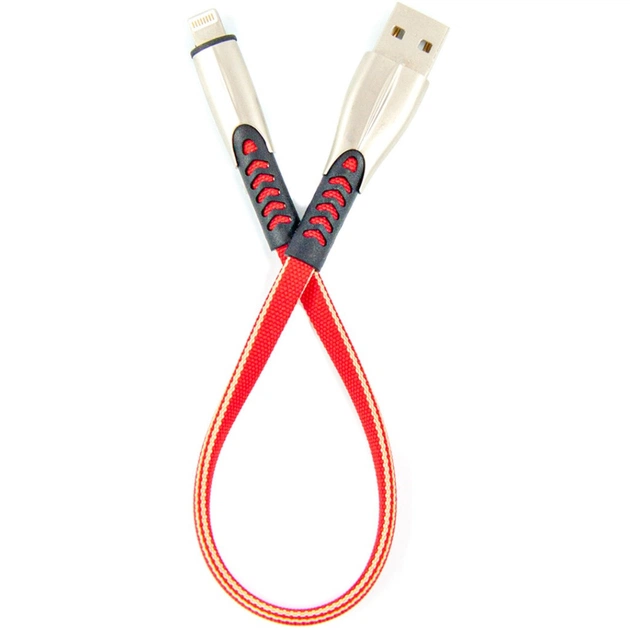 Дата кабель USB 2.0 AM to Lightning 0.25m red Dengos (PLS-L-SHRT-PLSK-RED) - зображення 1