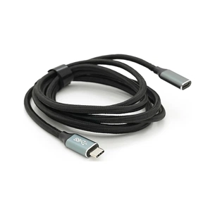 Дата кабель USB-C M/F 2.0m USB 3.2 Gen2 100W 10Gbps 4K60Hz black Voltronic (YT-TC-TC-EXB-2m) зображення 1