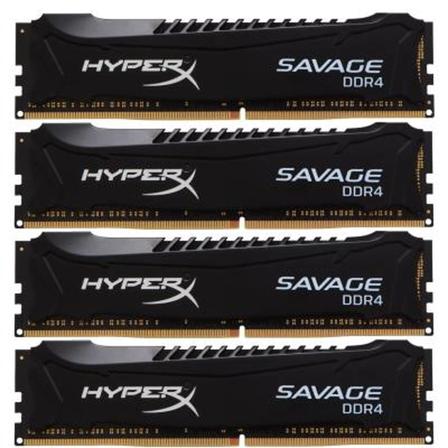 Модуль пам'яті для комп'ютера DDR4 16GB (4x4GB) 2133 MHz HyperX Savage Black Kingston Fury (ex.HyperX) (HX421C13SBK4/16) - изображение 1