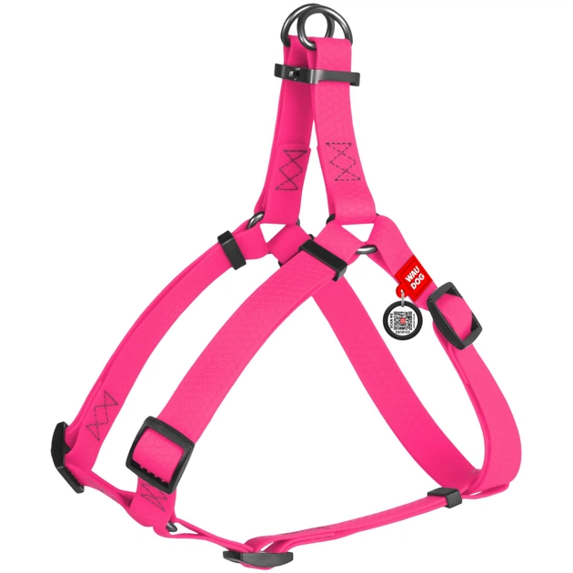 Шлея для собак WAUDOG Waterproof з QR-паспортом XS Ш 15 мм Д 30-39 см рожева (27637) - picture 1
