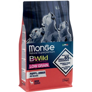 Сухий корм для собак Monge Dog Bwild Low Grain Puppy&Junior оленина 2.5 кг (8009470011853) зображення 1