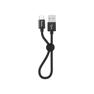 Дата кабель USB 2.0 AM to USB-C 0.25m 3A nylon X35 black HOCO (6931474707451) зображення 1