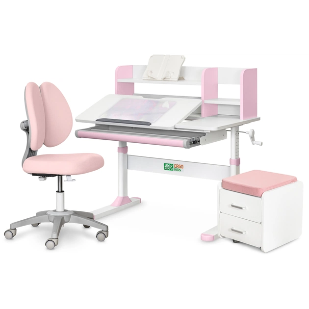 Парта з кріслом ErgoKids (L) + тумба (TH-330 + Y-412 Lite + BD C3_PINK) - изображение 1