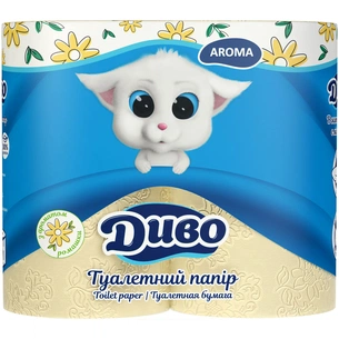 Туалетний папір Диво Aroma Ромашка 2 шари жовтий 4 рулони (4820003836125) зображення 1