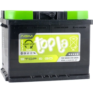 Акумулятор автомобільний Topla 60 Ah/12V AGM Euro (114 060) зображення 1
