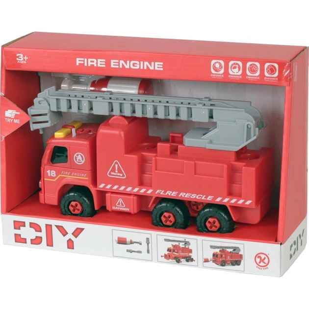 Конструктор Kaile Toys Пожежна машина з драбиною, з викруткою (KL802-1) - зображення 1