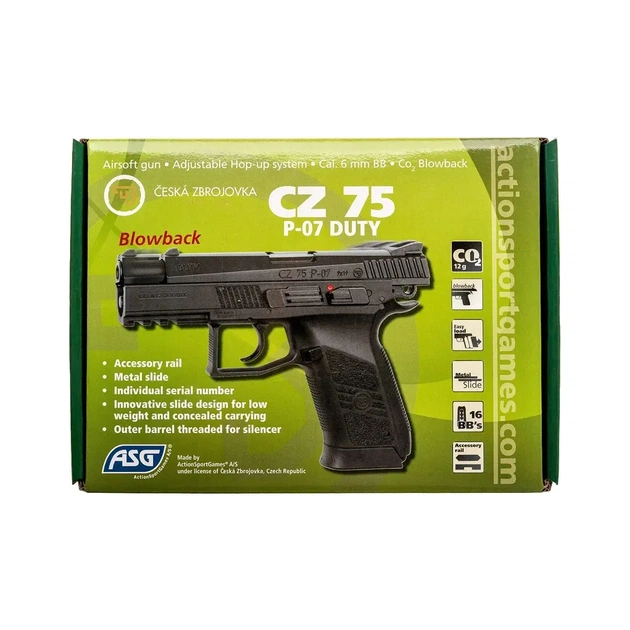 Страйкбольний пістолет ASG CZ75 P-07 Duty Blowback CO2 (16720) - зображення 9