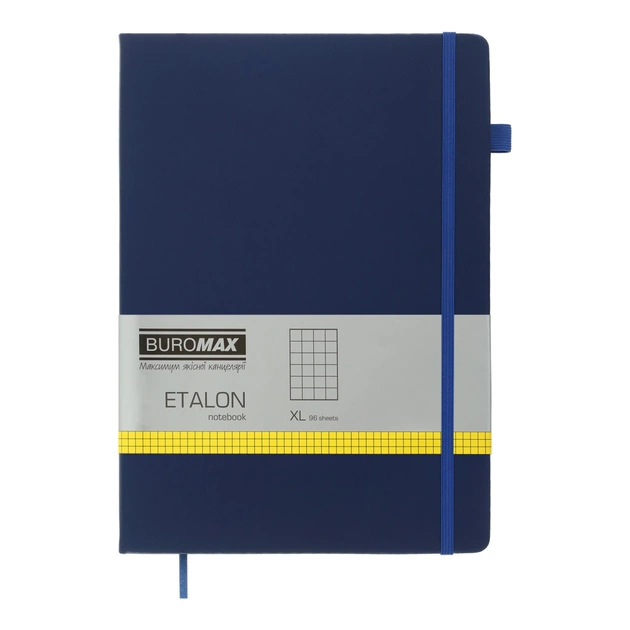 Книга записная Buromax Etalon 210x295 мм 96 листов в клетку обложка из искусственной кожи Синий (BM.294160-02) - изображение 1
