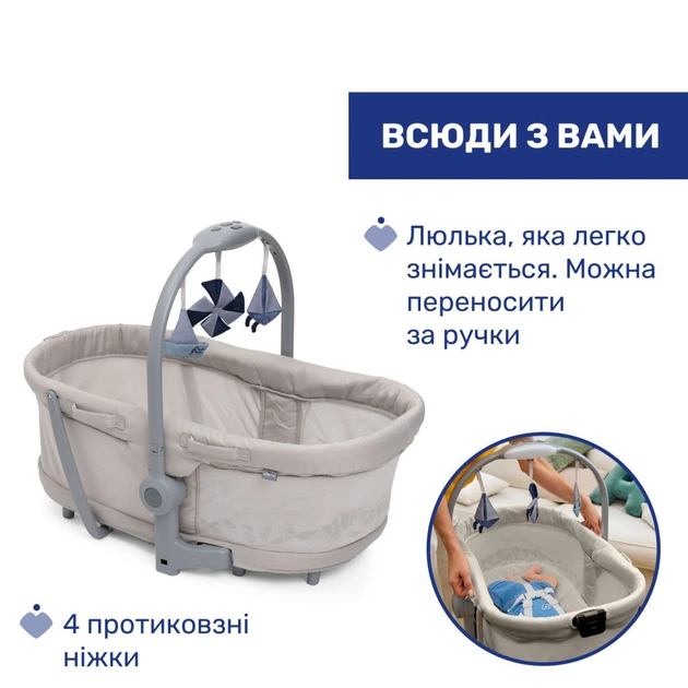 Кроватка Chicco Колыбель для новорожденного 5 в 1 Baby Hug Pro, бежевый (87076.96) - изображение 3