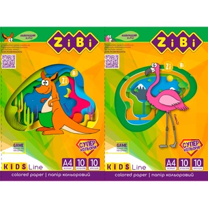 Кольоровий папір ZiBi А4, 10 листів: 4 неонових та 6 стандартних кольорів (ZB.1908) зображення 1