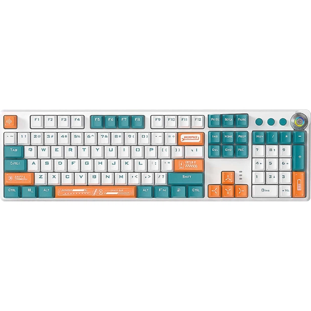Клавіатура Aula F2088 PRO Plus 9 Orange Keys KRGD Blue USB UA White/Blue (6948391234908) - зображення 1