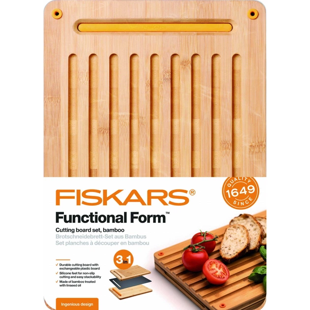 Дошка для нарізання Fiskars Functional Form бамбукова (1059230) - picture 1